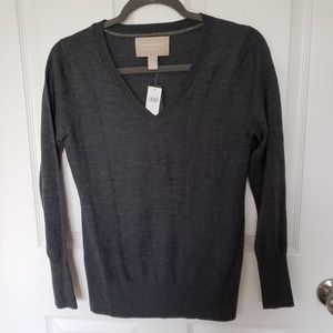 Banana Republic Merino Wool V-neck Sweater Gray